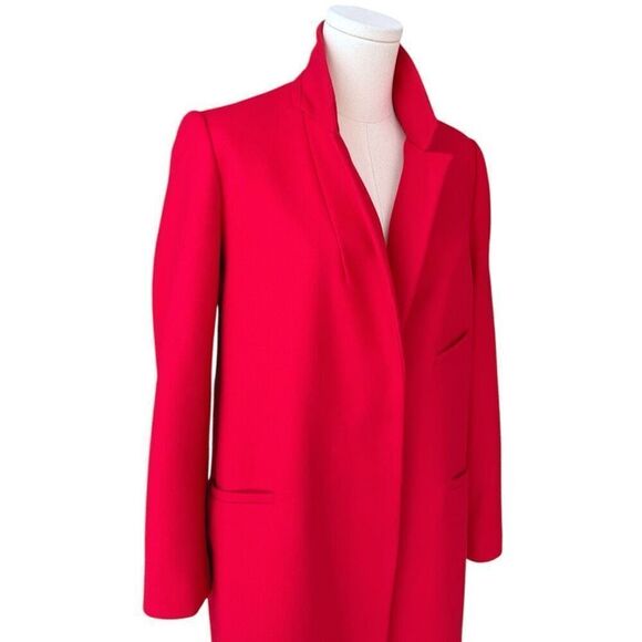ZARA BASIC NWOT wool mix coat in Red Size M - Picture 2 of 9